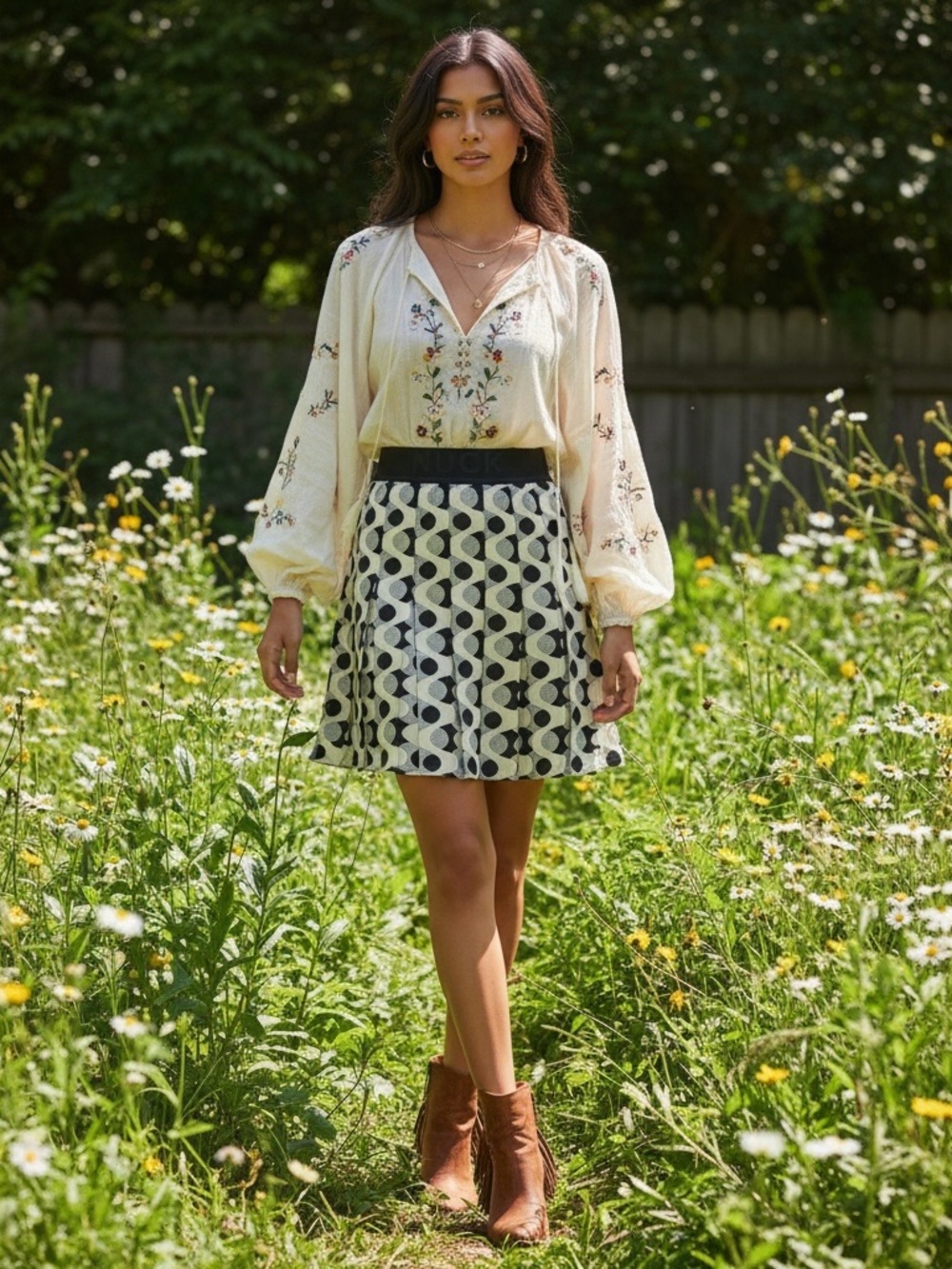 XS Tuckernuck Domino Geo Kathryn Mini Skirt